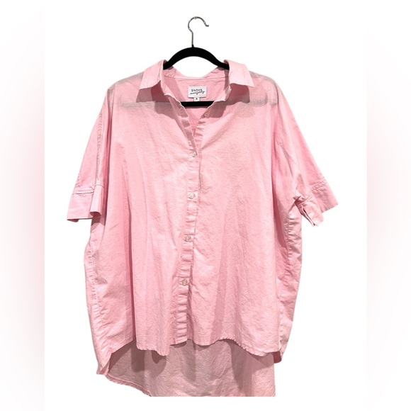 SNDYS | pink linen button up - Picture 3 of 7